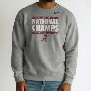 Nike Gray and Crimson Alabama 2020 National Champion Fleece Sweatshirt | Size XL